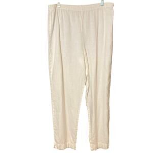 Marc Ware Hot Cotton Linen Cream Ivory White Pull On Casual Crop Capri Pants